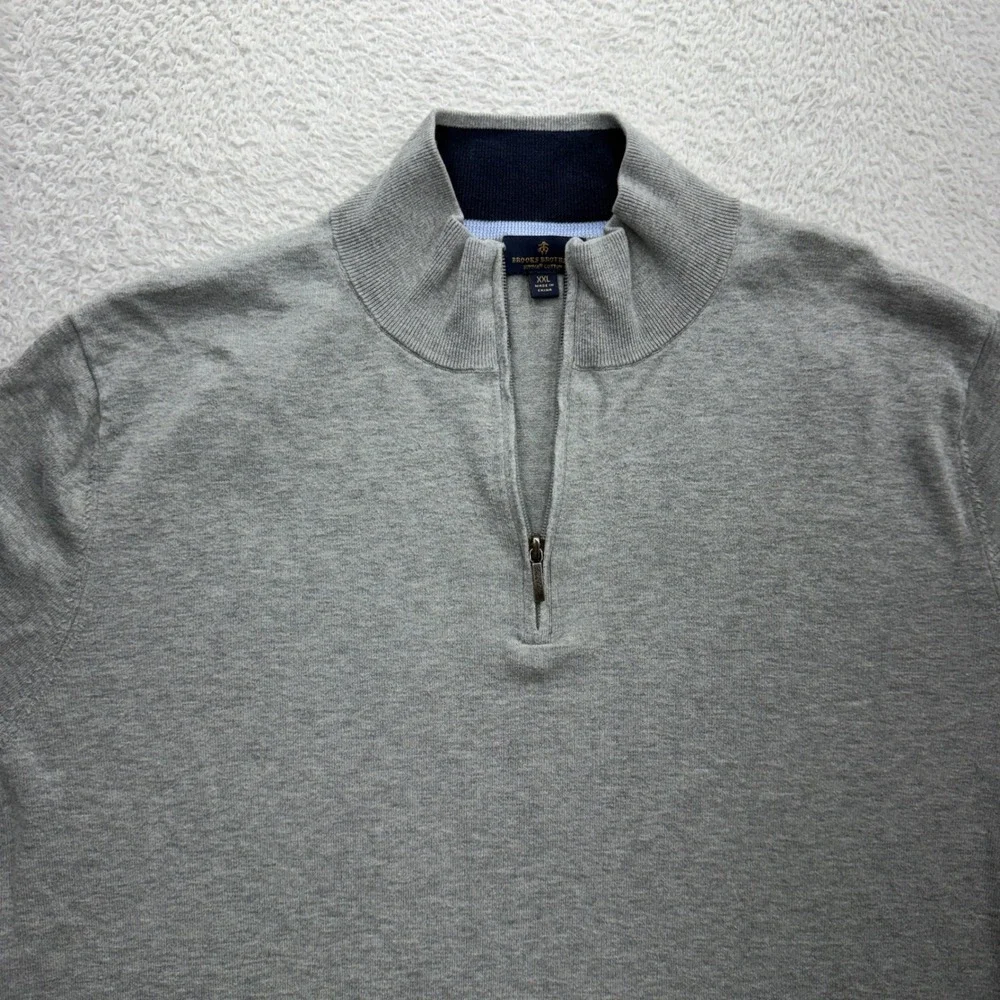 Brooks Brothers Gray Supima Cotton Quarter Zip Sweater‎ Mens XXL Pullover